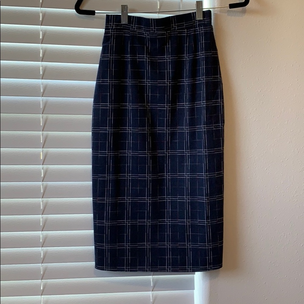 Navy/White/Red Midi Pencil Skirt